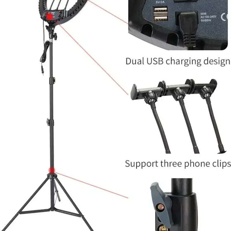 JMARY FM-18R LED Beauty Ring Light 18-inch Photography Live Streaming Fill Light-JR18FM