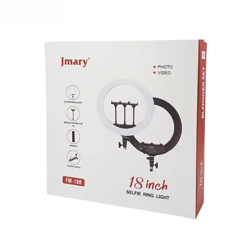 JMARY FM-18R LED Beauty Ring Light 18-inch Photography Live Streaming Fill Light-JR18FM